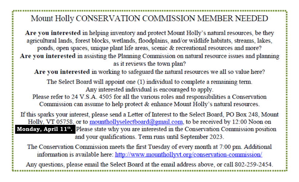 Planning Commision Ad Mount Holly